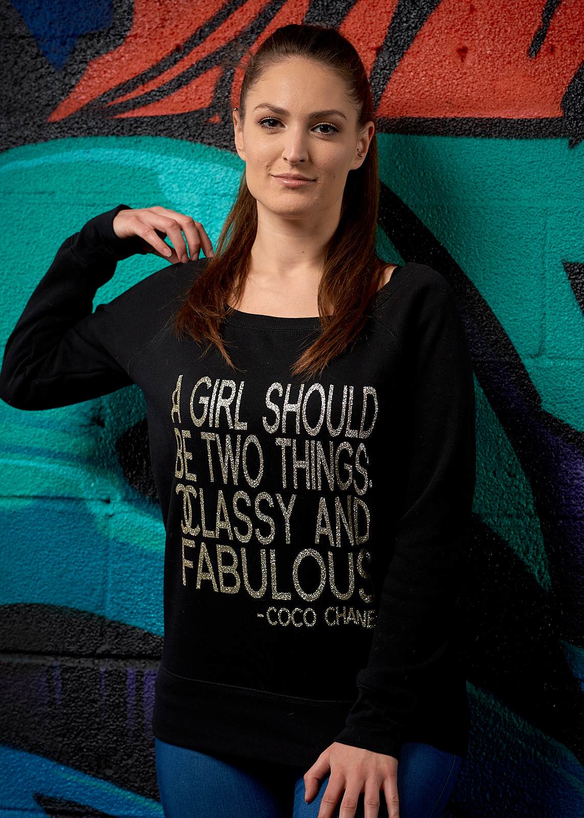 Classy & Fabulous Glitter Slouchy Sweatshirt - Simple Stature