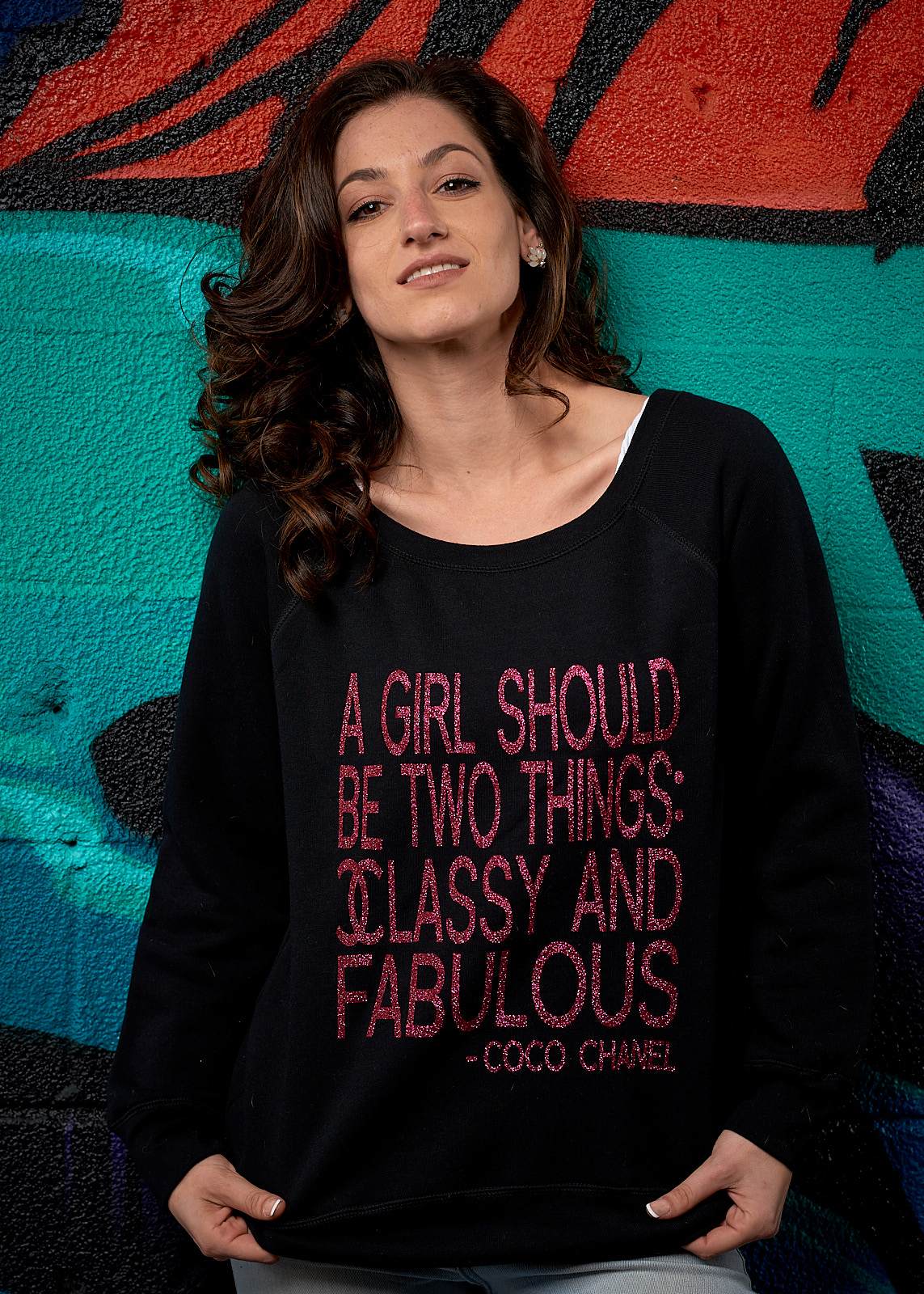 Classy & Fabulous Glitter Slouchy Sweatshirt - Simple Stature