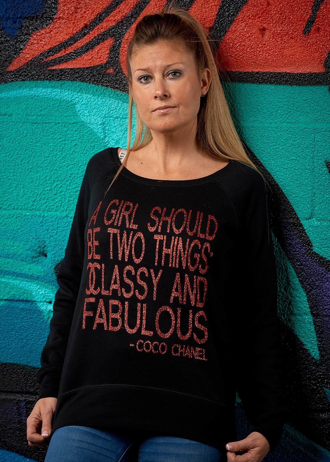 Classy & Fabulous Glitter Slouchy Sweatshirt - Simple Stature