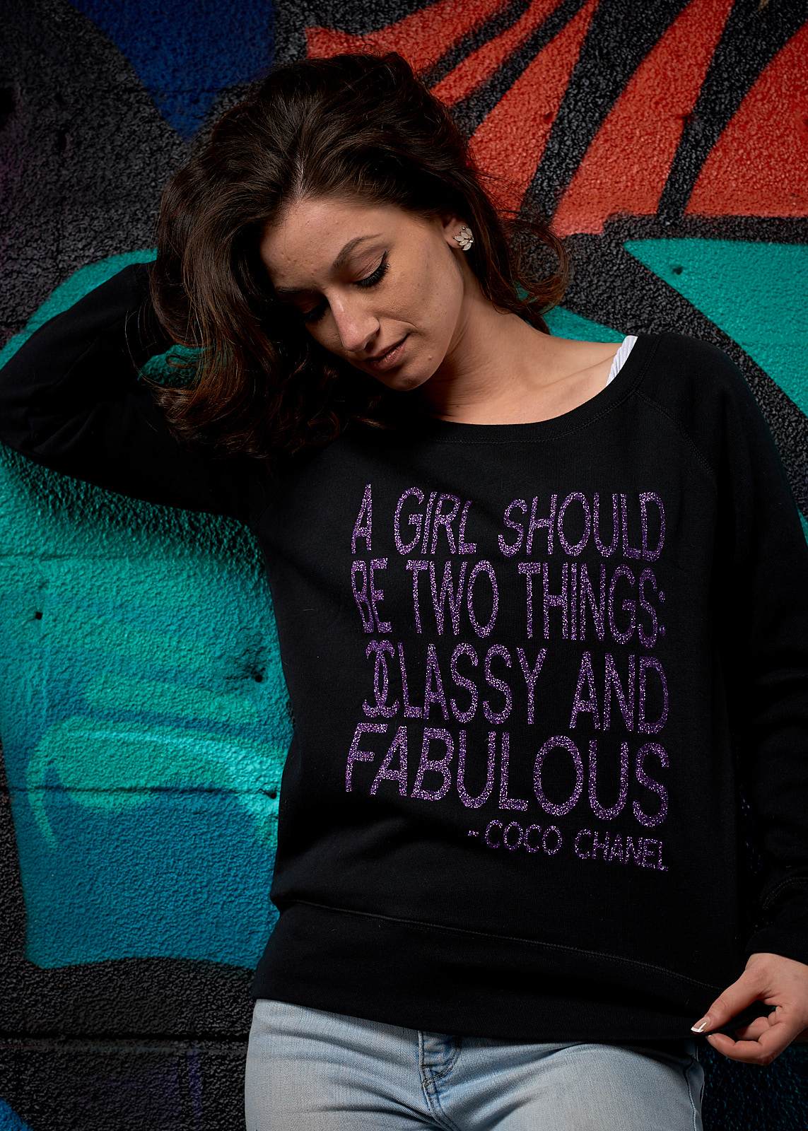 Classy & Fabulous Glitter Slouchy Sweatshirt - Simple Stature