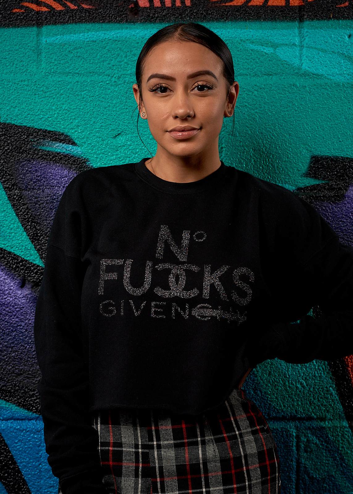 No Fucks Given Cropped Crew - Simple Stature