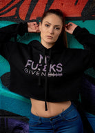 No Fucks Given Glitter Crop Hoodie - Simple Stature