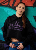 No Fucks Given Glitter Crop Hoodie - Simple Stature