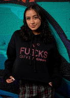 No Fucks Given Glitter Crop Hoodie - Simple Stature