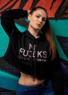 No Fucks Given Glitter Crop Hoodie - Simple Stature